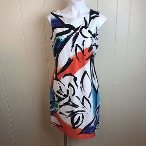 Ellen Tracy Sleeveless Bold Painted Floral Dress